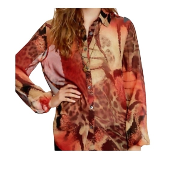 Da-Nang 100% Silk Long Sleeve Tunic Size Medium - Picture 3 of 10